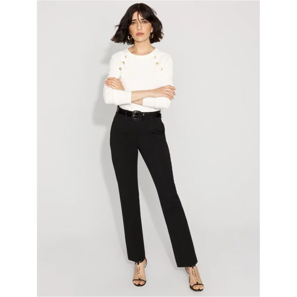 White House Black Market The Straight Classic Black Dress Pants Sz 4S Party Chic